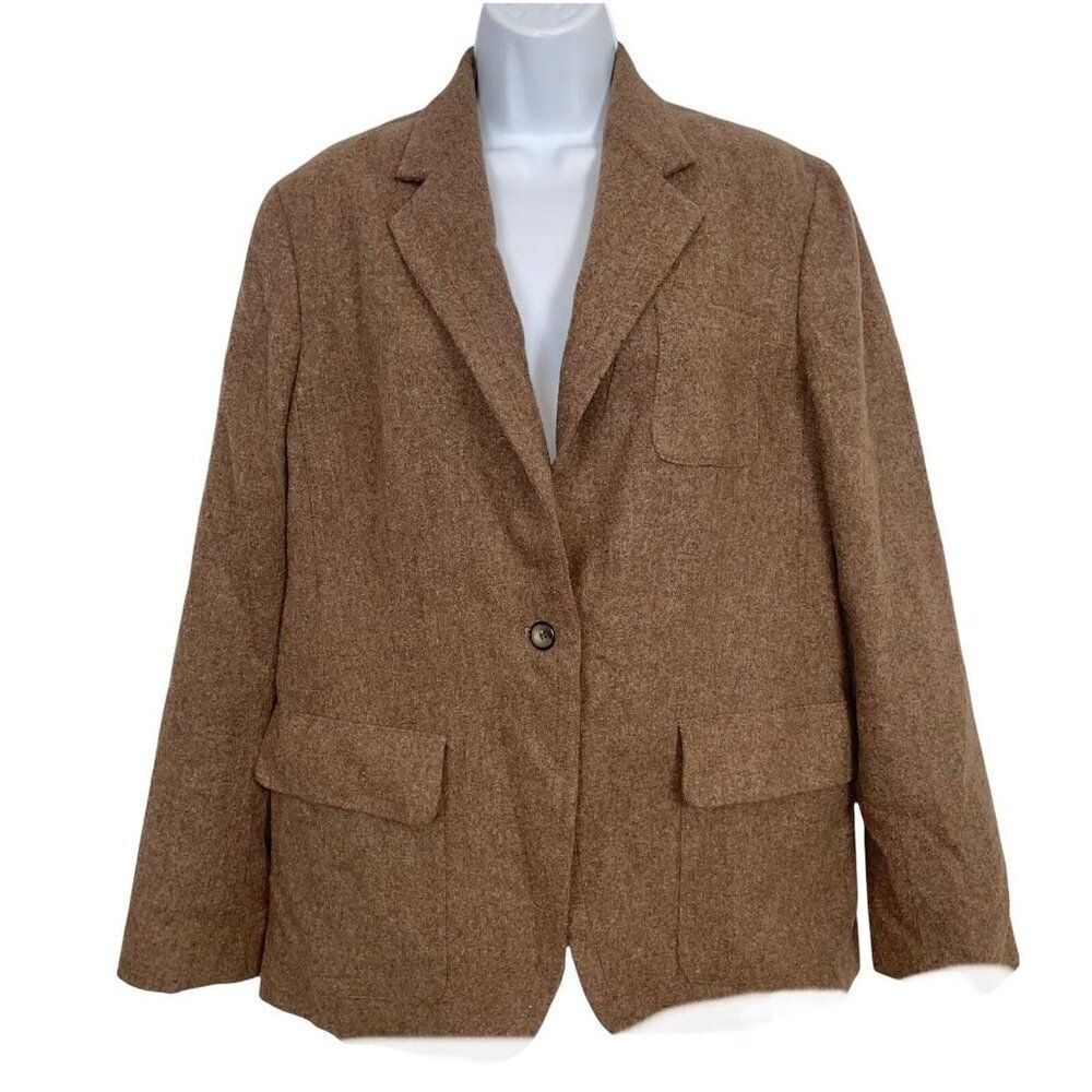 Gap Womens Size 16 Jacket Brown Blazer Career Work Wool Lined